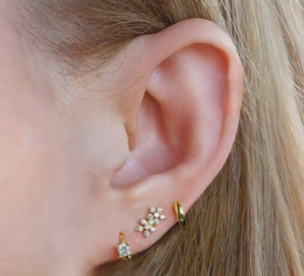 Classic Style Dubbele Bloemen Ball Back Flat Back 925 Sterling zilveren oorbellen voor meisjes