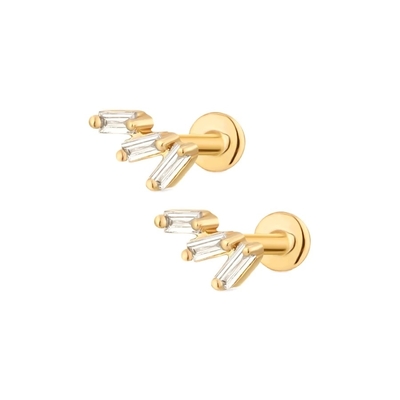 Triple White Cubic Zircon met draad Flat Back 925 Sterling zilveren oorbellen Express verzending