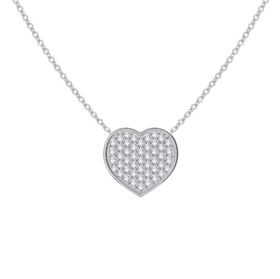 18&quot; Kettinglengte Ronde Snijd Diamant 925 Sterling Zilveren Hart Hangertje Ketting voor Vrouwen