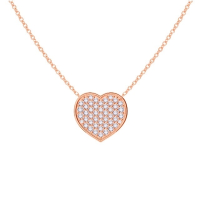 18&quot; Kettinglengte Ronde Snijd Diamant 925 Sterling Zilveren Hart Hangertje Ketting voor Vrouwen