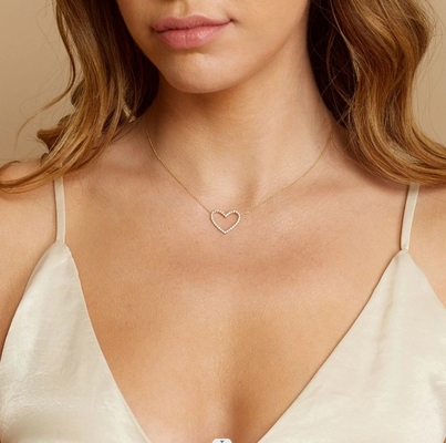 925 Sterling Zilver Pave Diamant Liefde Ketting voor Vriendin