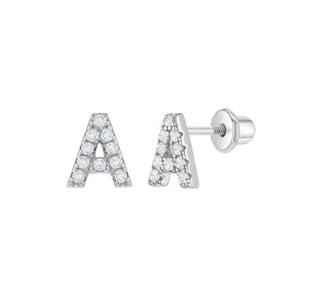Witte CZ Letter Stud Ohrringe Micron Pave Custom Letter Ohrringe