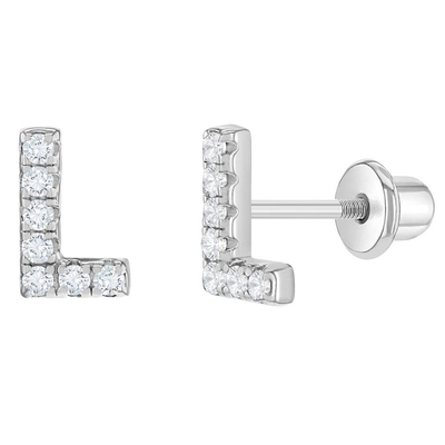 Witte CZ Letter Stud Ohrringe Micron Pave Custom Letter Ohrringe