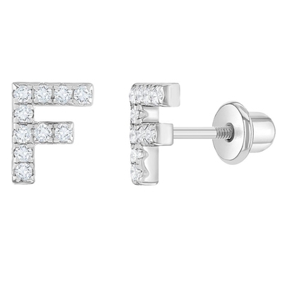 Witte CZ Letter Stud Ohrringe Micron Pave Custom Letter Ohrringe
