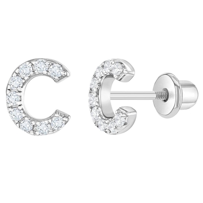 Witte CZ Letter Stud Ohrringe Micron Pave Custom Letter Ohrringe