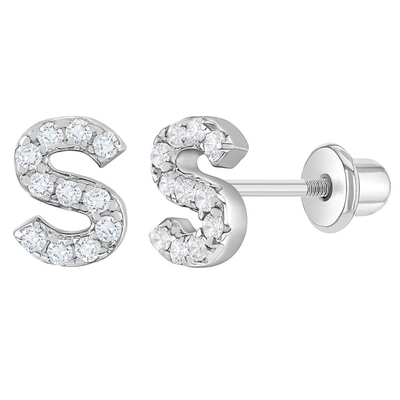 Witte CZ Letter Stud Ohrringe Micron Pave Custom Letter Ohrringe