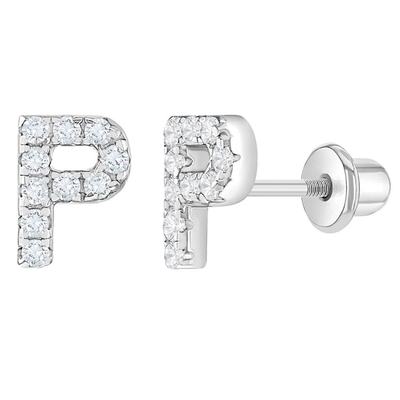 Witte CZ Letter Stud Ohrringe Micron Pave Custom Letter Ohrringe