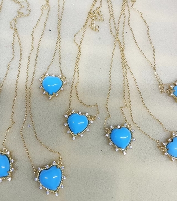 925 Sterling zilveren ketting sieraden diamant en turquoise hart twist ketting geen parel ketting