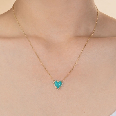 925 Sterling zilveren ketting sieraden diamant en turquoise hart twist ketting geen parel ketting