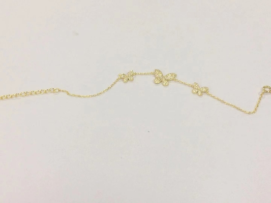 14k goud triple vlinder ketting armband helder CZ zilver ketting armband 925