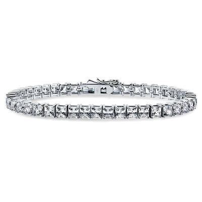 Unisex handgemaakte 18k goud hip hop ijzige vierkant gesneden diamant CZ 925 sterling zilver stapel tennis armband