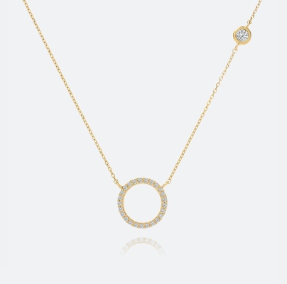 Goud geplatte S925 Zilveren cirkel hanger CZ ketting voor vrouwen 925 Sterling zilver