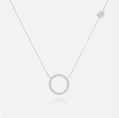 Goud geplatte S925 Zilveren cirkel hanger CZ ketting voor vrouwen 925 Sterling zilver