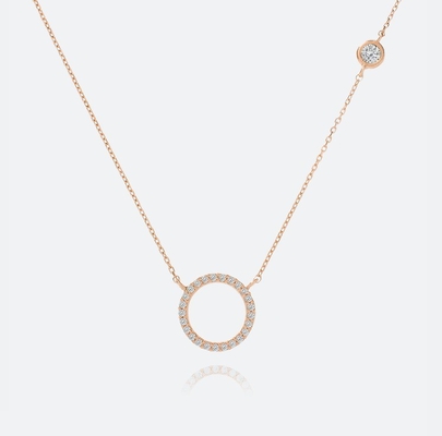 Goud geplatte S925 Zilveren cirkel hanger CZ ketting voor vrouwen 925 Sterling zilver
