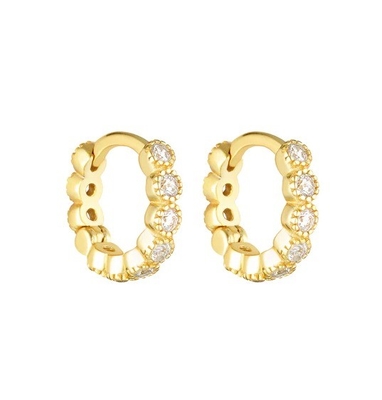 18K goud geplatte baby smaragd CZ Huggie oorbellen voor meisjes alledaagse sieraden
