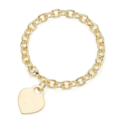 Mensen 925 Sterling zilveren hart charme grote armband voor verfijnde look 15x15mm