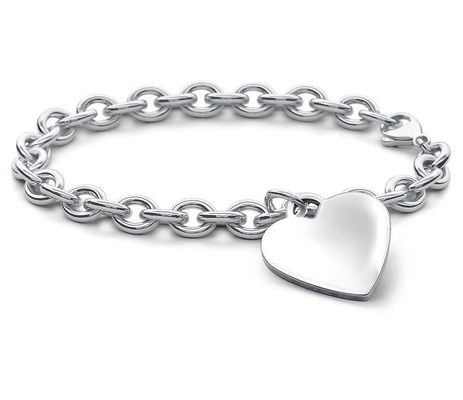Mensen 925 Sterling zilveren hart charme grote armband voor verfijnde look 15x15mm