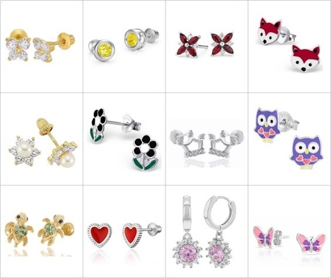 Mooi, trendy, roze bloemen-glazuur, schroef-achterhoorn, schattig 925 sterling zilver ontwerp.