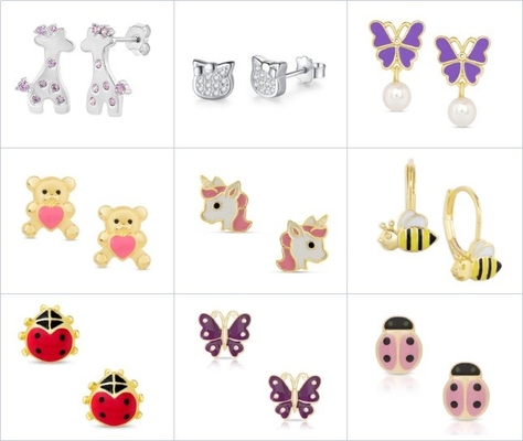 Mooi, trendy, roze bloemen-glazuur, schroef-achterhoorn, schattig 925 sterling zilver ontwerp.