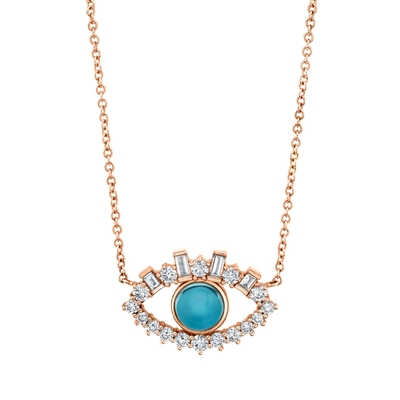 18K goud geplatte baguette kubische zircon 925 sterling zilver vrouwelijke slechte oog ketting