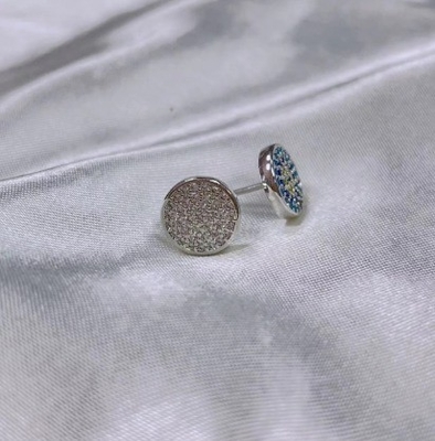 ZIRCON Circle 18K Goud geplatte handgemaakte Micron Pave CZ Oog Turkije Design Stud oorbel 925 Sterling zilver