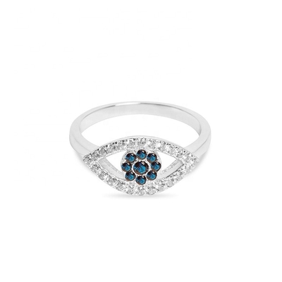 Gepersonaliseerde grootte 925 Sterling zilver gesneden Pave ingelegde oogring met 18K goud