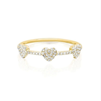 18K goud geplatte 925 Sterling zilver drie Micro Pave Heart Ring voor vrouwen en elegante