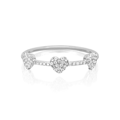 18K goud geplatte 925 Sterling zilver drie Micro Pave Heart Ring voor vrouwen en elegante