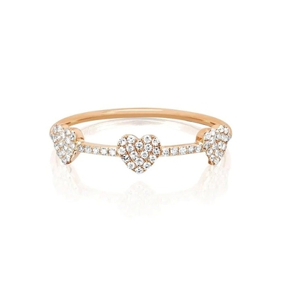 18K goud geplatte 925 Sterling zilver drie Micro Pave Heart Ring voor vrouwen en elegante