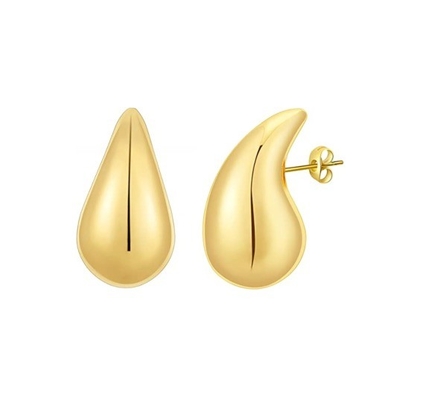 Gepersonaliseerd Logo 18K Goud Geplatte Teardrop Hollow Stud oorbel voor meisjes Juwelenfeest