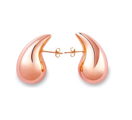 Gepersonaliseerd Logo 18K Goud Geplatte Teardrop Hollow Stud oorbel voor meisjes Juwelenfeest