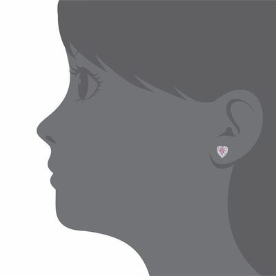 Rozen goud geplatte hart roze CZ schroef terug stud oorbellen voor kinderen in 925 sterling zilver