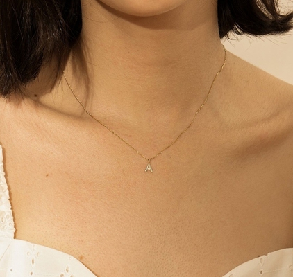 Nickelvrije 925 Sterling Silver Letter Een Diamant Charm Ketting Populaire Initiële Charm