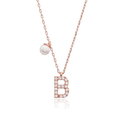 Nickelvrije 925 Sterling Silver Letter Een Diamant Charm Ketting Populaire Initiële Charm