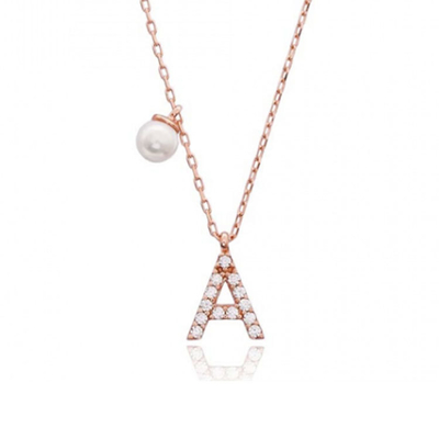 Nickelvrije 925 Sterling Silver Letter Een Diamant Charm Ketting Populaire Initiële Charm