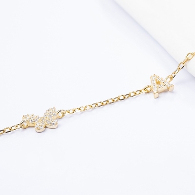 Halsketting Mini 18K Goud Wit Micron Pave CZ Butterfly 925 Sterling zilveren hanger