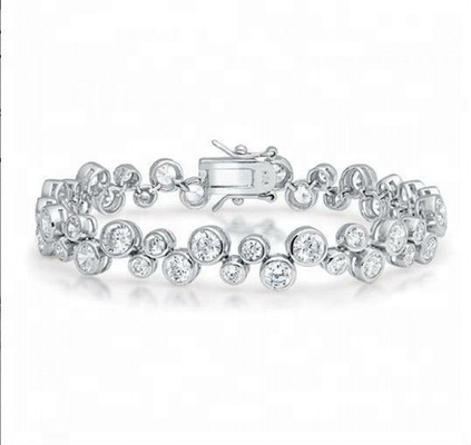 925 Sterling zilveren tennisarmband met witte CZ steen en bezel optie
