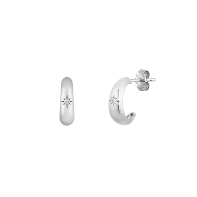 Certificaat Type Derde partij beoordeling 925 Sterling zilver North Star Half Hoop oorbellen