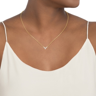 18K goud geplatte V-vormige sieraden voor vrouwen 925 Sterling zilveren ketting