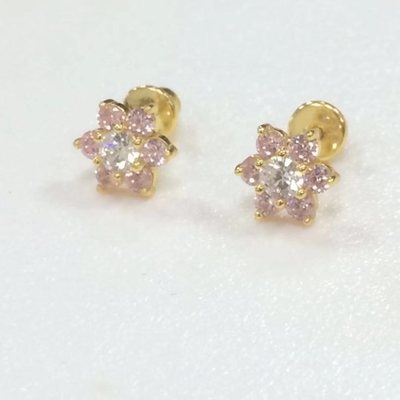 Flower Amethyst CZ Birthstone Baby Girls 925 Sterling Silver Schroef Back Stud Ohrringe