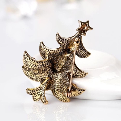 Messing Kerstboom Broche Pin OEM Vintage Art Kerstboom Pin