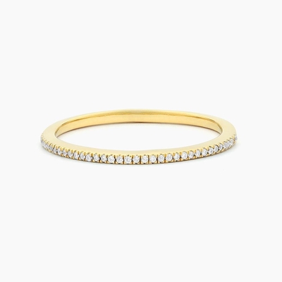 Hot Item 18K goud geplatte halve eeuwigheid stapelbare 925 Sterling zilver vrouwen band ring