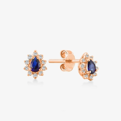 Eenvoudig 18K vergulde peer saffier en witte kubische zircon oorbellen voor verloving