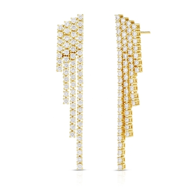 18K goud geplatte kubische zircon Tassel Messing oorbellen