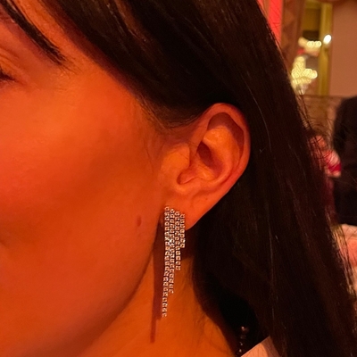 18K goud geplatte kubische zircon Tassel Messing oorbellen