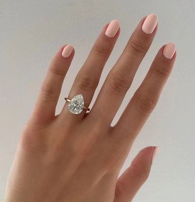 Grote witte kubieke circon peer gesneden solitaire 925 sterling zilver trouwringen