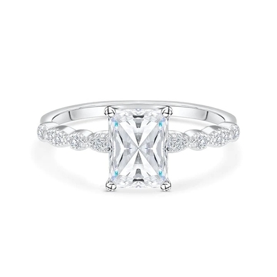 Vintage handgemaakte 18K goud baguette gesneden steen verlovingsring Vintage stijl voor vrouwen