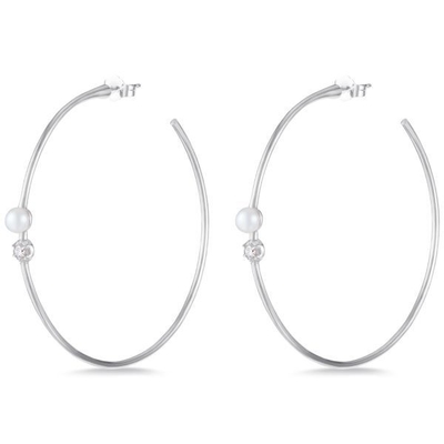 925 Sterling zilveren hoop oorbellen 4 mm-4,5 mm zoetwater parel oorbellen