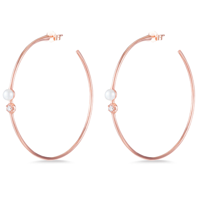 925 Sterling zilveren hoop oorbellen 4 mm-4,5 mm zoetwater parel oorbellen