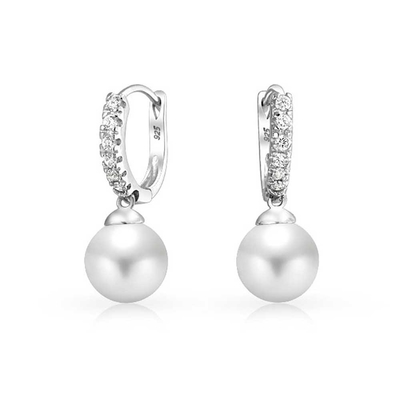 10mm Pearl Cubic Zirconia Dangle oorbellen OEM CZ Dangle Drop oorbellen